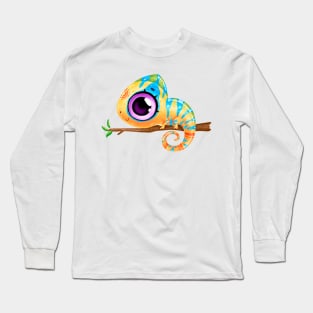 chameleon hand drawn cute Long Sleeve T-Shirt